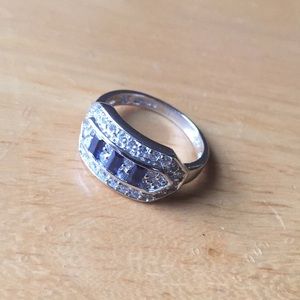 Sterling silver CZ & Sapphire Ring